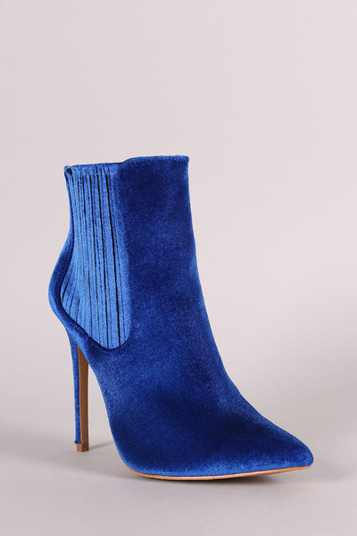 Shoe Republic LA Velvet Pointy Toe Stiletto Booties