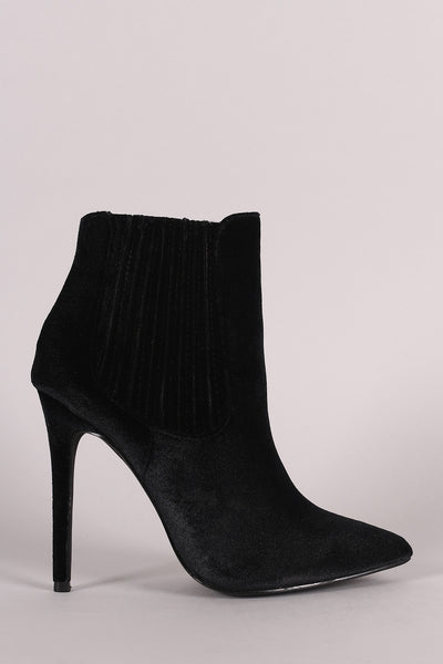 Shoe Republic LA Velvet Pointy Toe Stiletto Booties