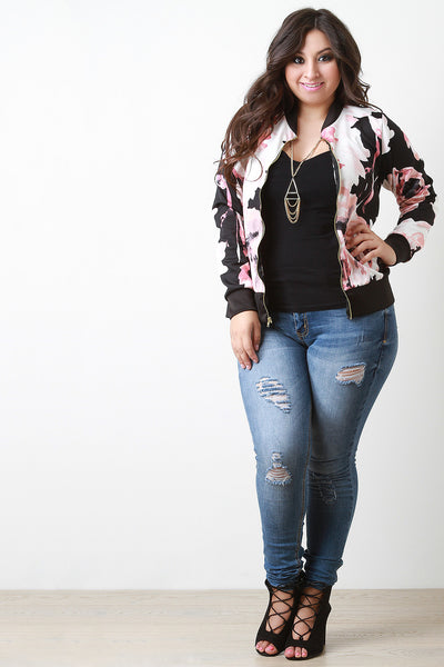 Floral Zipper Jacket