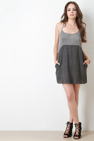 Crinkled Two Tone Sleeveless Dress