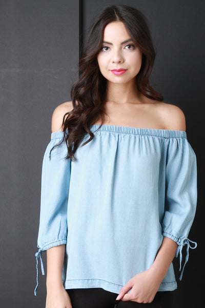 Off The Shoulder Tied Sleeve Top