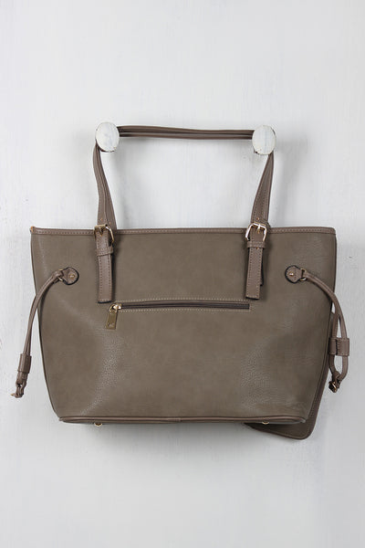 Vegan Leather Three Piece Tote Set