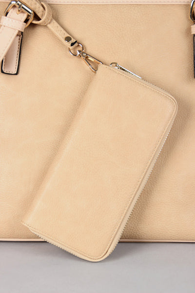 Vegan Leather Three Piece Tote Set