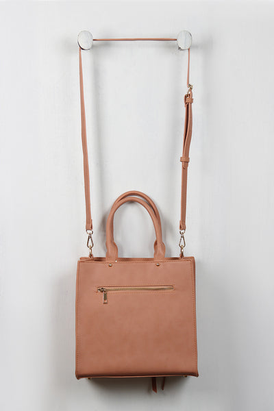 Structured Boxy Vegan Leather Tote Bag