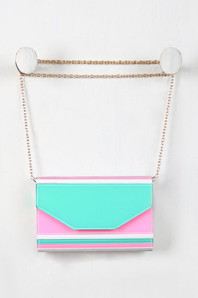 Color Blocked Acrylic Cross Body Bag