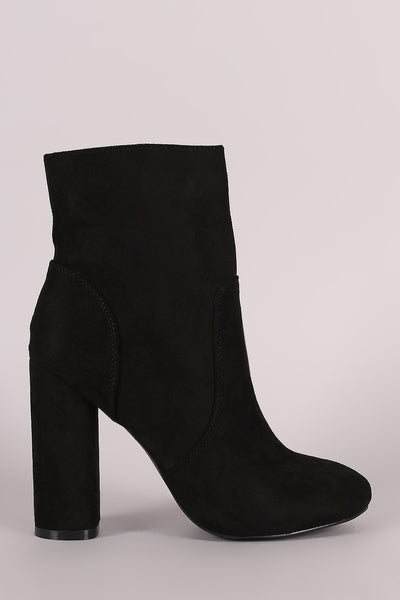 Suede Rounded Chunky Heel Ankle Boot