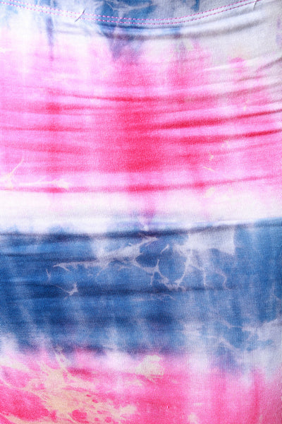 Acid Wash Tie Dye Pencil Midi Skirt