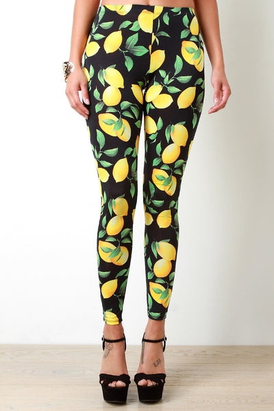 Leafy Lemons High Waisted Leggings