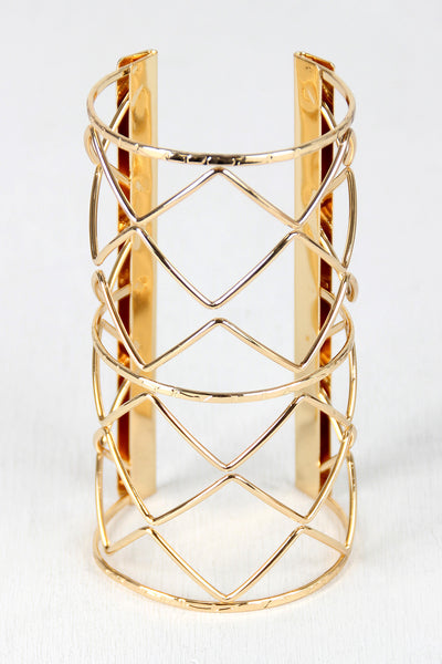 ZigZag Grid Caged Cuff Bracelet