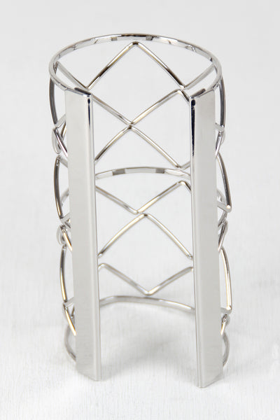 ZigZag Grid Caged Cuff Bracelet