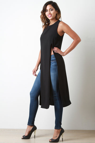 Multi-Slit Sleeveless Maxi Top