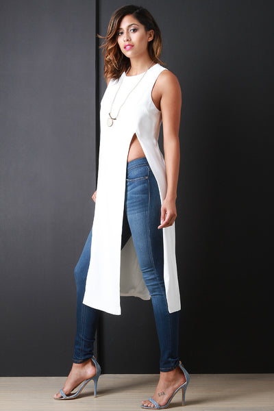 Multi-Slit Sleeveless Maxi Top