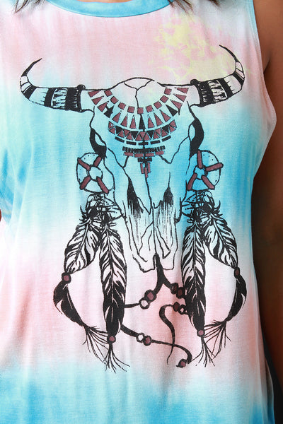 Tie Dye Decorative Skull Tank Top