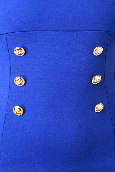 Square Neck Medallion Button Bodycon Dress