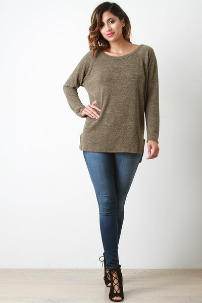 Back Button Accent Long Sleeves Sweater Top