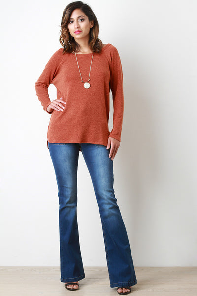 Back Button Accent Long Sleeves Sweater Top