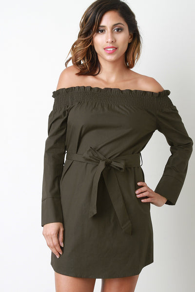 Long Sleeves Off-The-Shoulder Mini Dress