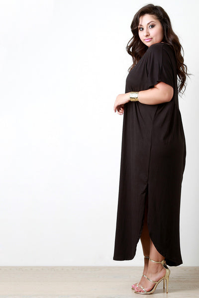 Scoop Neck Dolman Sleeves Maxi Dress