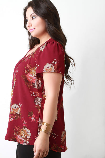 Floral Print Boxy Chiffon Top