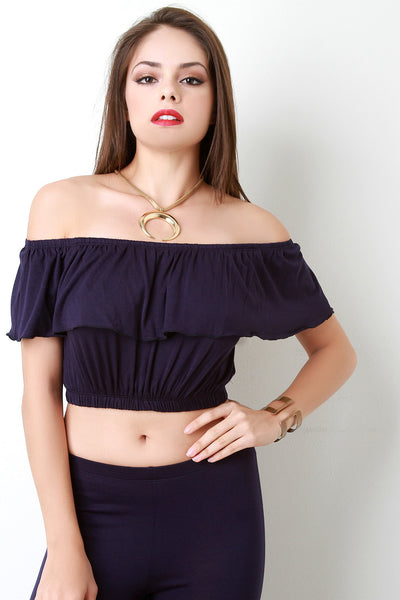 Off The Shoulder Ruffle Crop Top