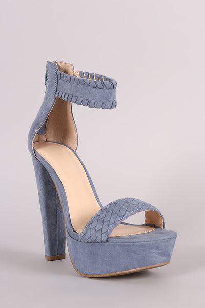 Wild Diva Braided Suede Chunky Platform Heel