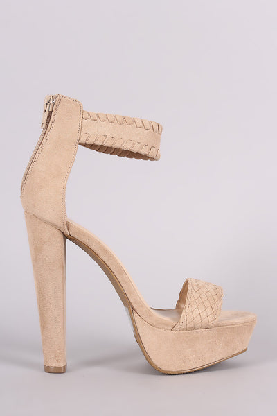 Wild Diva Braided Suede Chunky Platform Heel