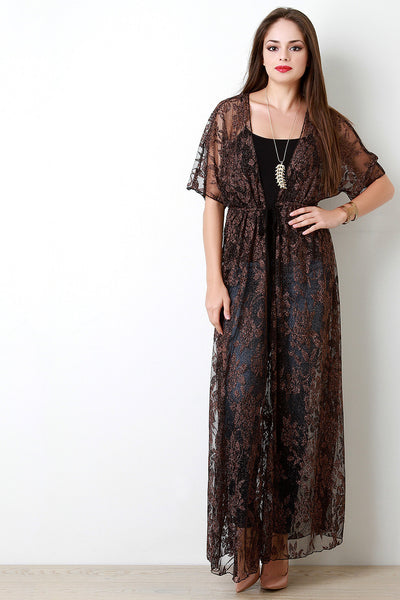 Floral Shimmer Mesh Cover Up Dress