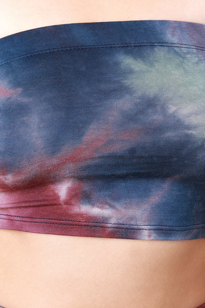 Tie Dye Cloud Banded Sleeves Crop Top