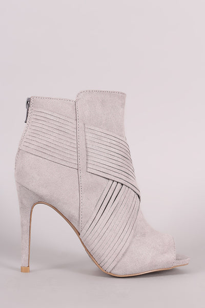 Qupid Suede Crisscross Slashed Stiletto Booties