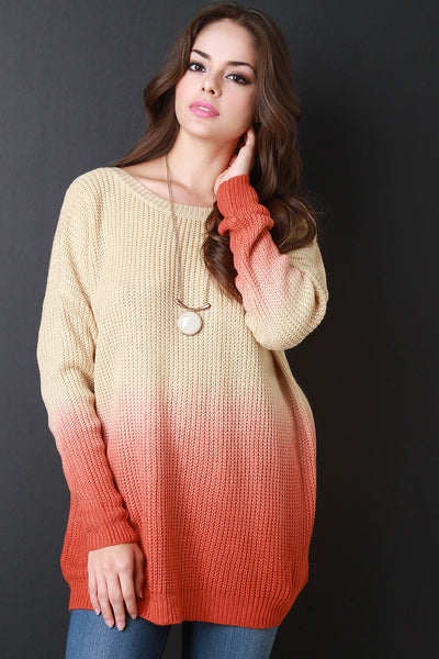 Ombre V-Back Knitted Sweater