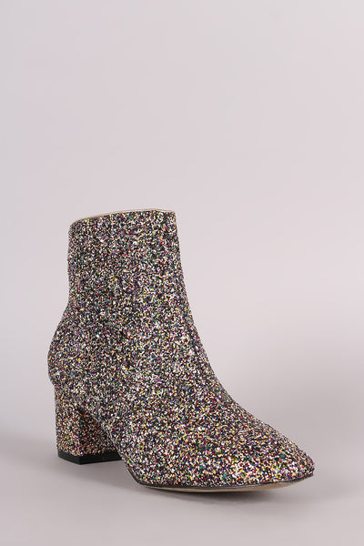 Glitter Block Heeled Ankle Boots