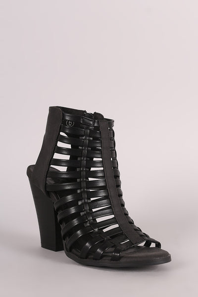 Strappy Cage Tapered Chunky Heel