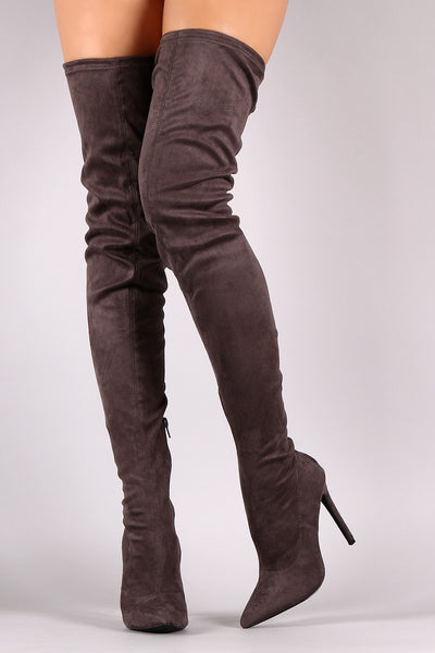 Liliana Suede Over The Knee Pointy Toe Boots