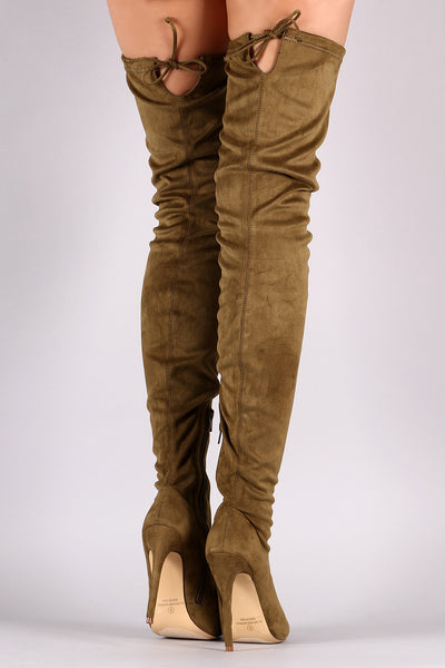 Liliana Suede Over The Knee Pointy Toe Boots