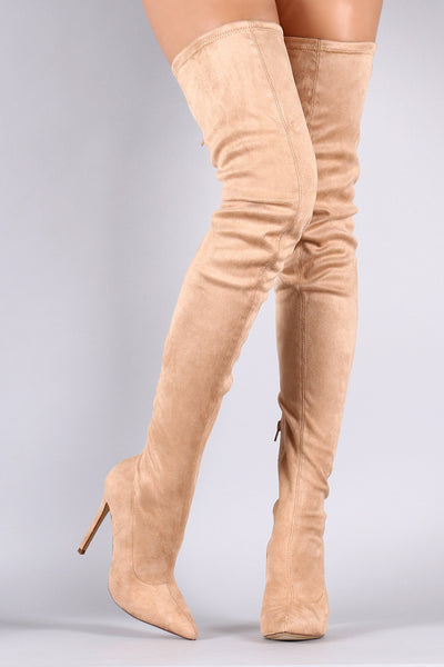 Liliana Suede Over The Knee Pointy Toe Boots