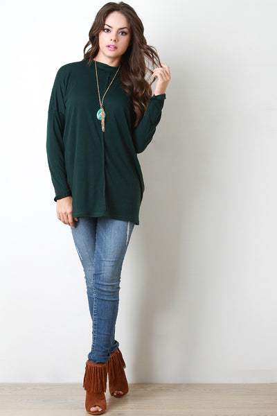 Soft Knit Mock Neck Long Sleeve Baggy Sweater