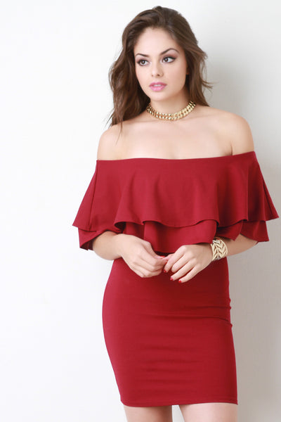 Double Flutter Bardot Dress