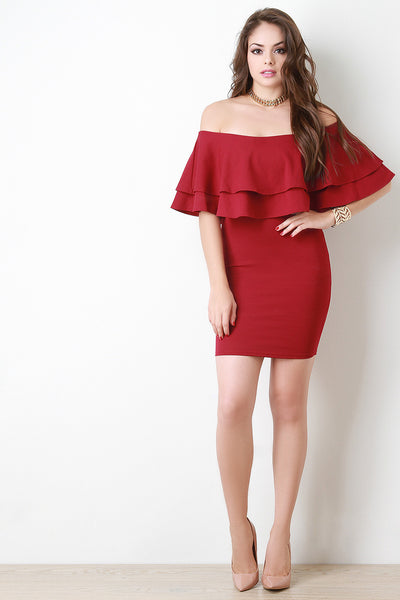 Double Flutter Bardot Dress