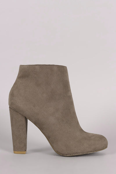 Bamboo Suede Plain Chunky Heeled Booties