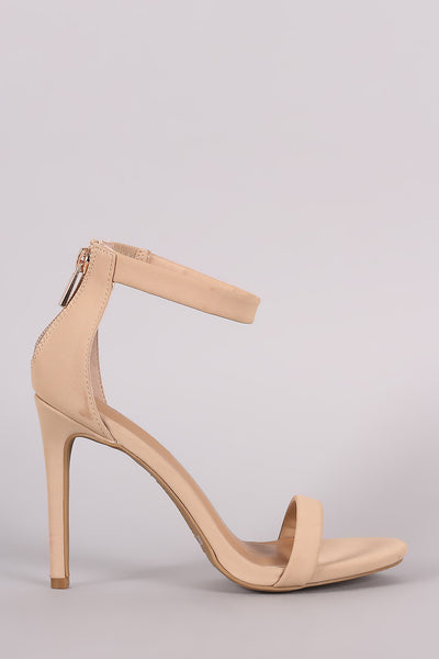 Anne Michelle Nubuck Ankle Strap Single Sole Heel