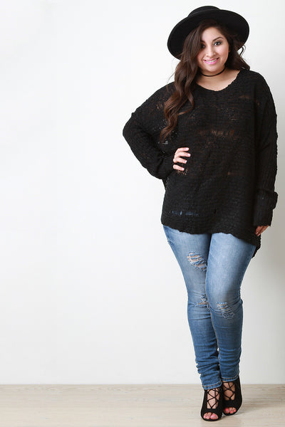 Loose Knit Long Sleeves Sweater Top