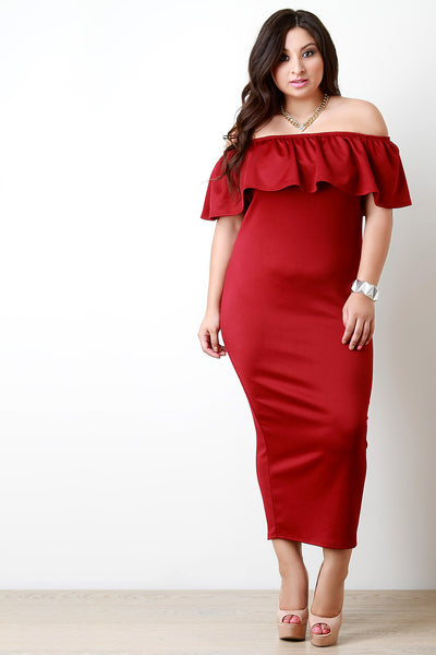 Off The Shoulder Ruffle Maxi Dress