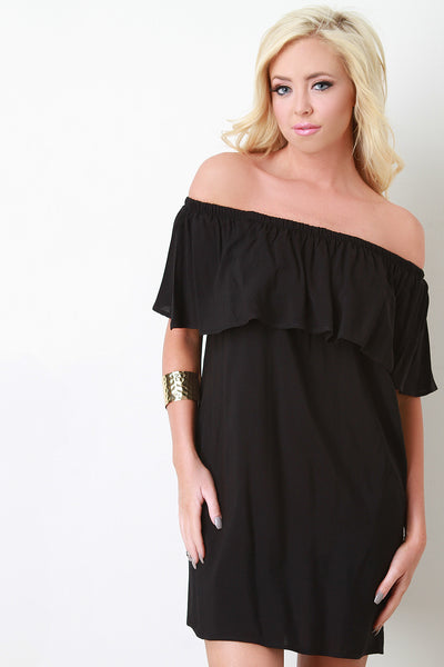 Off The Shoulder Ruffle Shift Dress