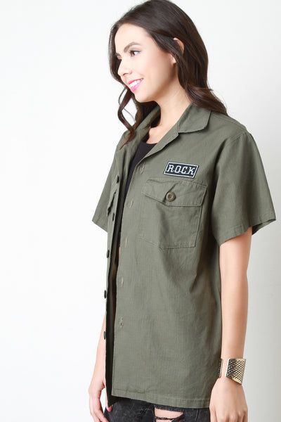 Rock Patch Button-Up Mechanic Top