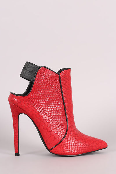 Privileged Snake Pointy Toe Stiletto Heeled Booties