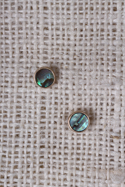 Circle Abalone Shell Stud Earrings