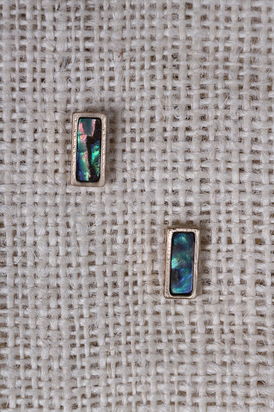 Rectangle Abalone Shell Stud Earrings