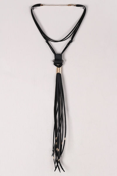 Mystic Vegan Leather Crystal Bolo Tie Choker