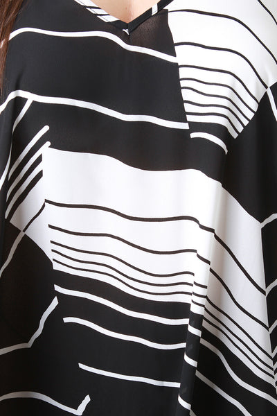 Graphic Striped Trapeze Dress