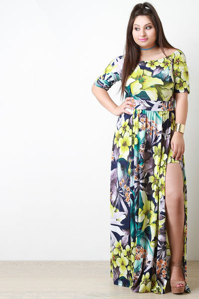 Floral Paradise High Slit Maxi Dress